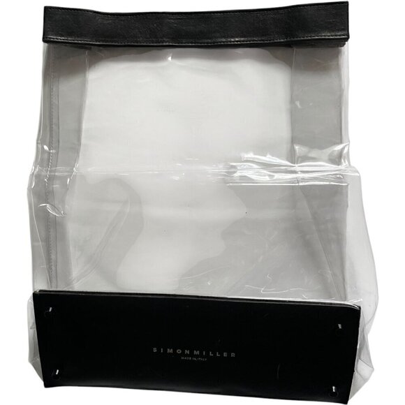 Simon Miller PVC Lunch Bag Clear Tote Black Leather Trim - Picture 5 of 15